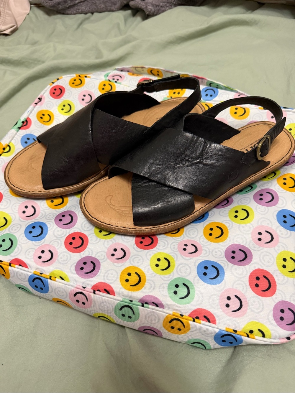 Born Black Leather Crisscross Slingback Sandals - Picture 2 of 5